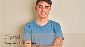  Presentation with camera - Presentation theme consisting of teenager-boy-wearing-casual-t background and a coral colored foreground