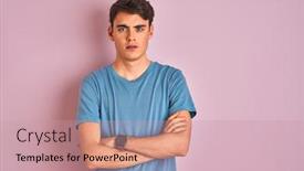 Presentation with negative - Colorful slide deck enhanced with teenager-boy-wearing-casual-t backdrop and a coral colored foreground