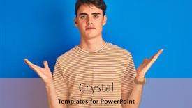  Presentation with blue - Theme having teenager-boy-wearing-casual-t background and a coral colored foreground