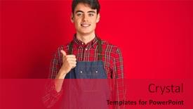  Presentation with apron - Colorful theme enhanced with teenager-boy-wearing-employee-apron backdrop and a crimson colored foreground