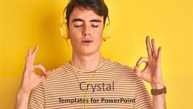  Presentation with yoga and meditation - Cool new presentation theme with teenager-boy-wearing-headphones-over backdrop and a coral colored foreground