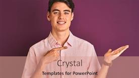  Presentation with pink - Slide deck consisting of teenager-boy-wearing-pink-shirt background and a coral colored foreground