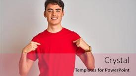  Presentation with red - Amazing slide deck having teenager-boy-wearing-red-t backdrop and a coral colored foreground