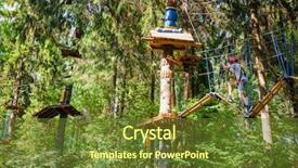  Presentation with obstacle course - Cool new presentation theme with teenager boy wearing safety harness backdrop and a tawny brown colored foreground