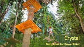  Presentation with obstacle course - Amazing theme having teenager boy wearing safety harness backdrop and a tawny brown colored foreground