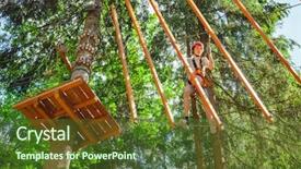  Presentation with obstacle course - Slides having teenager boy wearing safety harness background and a tawny brown colored foreground