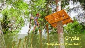  Presentation with obstacle course - Cool new slides with teenager boy wearing safety harness backdrop and a tawny brown colored foreground