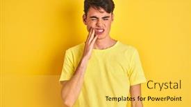  Presentation with kids tee shirt - Presentation theme with isolated background touching mouth background and a yellow colored foreground