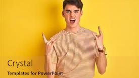  Presentation with yellow music - Colorful presentation enhanced with teenager-boy-wearing-yellow-t backdrop and a gold colored foreground