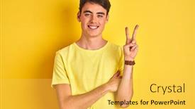  Presentation with yellow - Presentation theme consisting of teenager-boy-wearing-yellow-t background and a yellow colored foreground