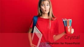  Presentation with colored pencils - Cool new slides with teenager-caucasian-girl-holding-art backdrop and a crimson colored foreground