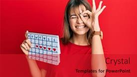  Presentation with heart - Cool new presentation theme with teenager-caucasian-girl-holding-heart backdrop and a crimson colored foreground