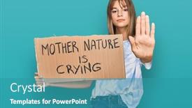  Presentation with protest - Beautiful presentation design featuring teenager-caucasian-girl-holding-mother backdrop and a teal colored foreground
