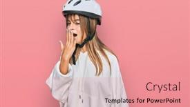  Presentation with bike - Slide deck enhanced with teenager-caucasian-girl-wearing-bike background and a coral colored foreground