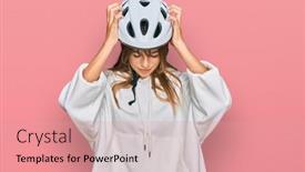  Presentation with bike - Colorful presentation enhanced with teenager-caucasian-girl-wearing-bike backdrop and a coral colored foreground