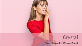 Presentation with talk - PPT layouts featuring teenager-caucasian-girl-wearing-casual background and a coral colored foreground
