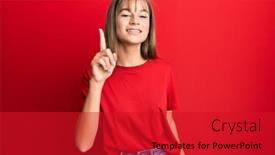  Presentation with finger - Amazing presentation design having teenager-caucasian-girl-wearing-casual backdrop and a crimson colored foreground