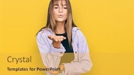  Presentation with kiss - Audience pleasing PPT theme consisting of teenager-caucasian-girl-wearing-casual backdrop and a yellow colored foreground