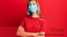  Presentation with medical face mask - Colorful slide set enhanced with teenager-caucasian-girl-wearing-medical backdrop and a red colored foreground