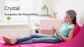  Presentation with children and communication - Beautiful slides featuring teenager cell phone - children technology and communication concept backdrop and a  colored foreground