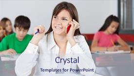  Presentation with female college student for health check up - Cool new presentation with teenager cell phone - teenage female student looking away backdrop and a sky blue colored foreground