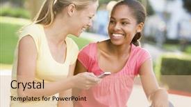  Presentation with adolescent girls - Colorful presentation theme enhanced with teenager cell phone - teenage girls texting backdrop and a coral colored foreground