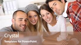  Presentation with friends - Colorful PPT layouts enhanced with teenager cellphone - group of friends taking picture backdrop and a coral colored foreground