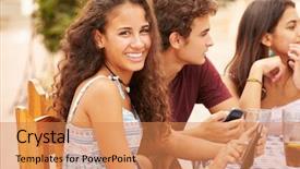  Presentation with teenage suicide - Amazing presentation theme having teenager cellphone - teenage friends sitting at caf backdrop and a coral colored foreground