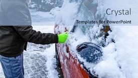  Presentation with car cleaning - Presentation theme with teenager-cleans-car background and a light blue colored foreground