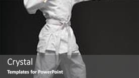  Presentation with martial arts - Audience pleasing slide deck consisting of teenager-dressed-in-martial-arts backdrop and a dark gray colored foreground