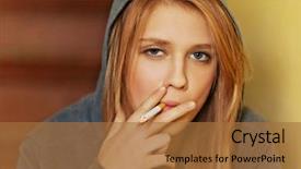  Presentation with smoking and alcohol - Slide set consisting of teenager drug addiction - teenage woman sitting on stairscase background and a red colored foreground