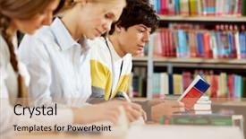  Presentation with college - Audience pleasing slides consisting of teenager education - portrait of serious groupmates preparing backdrop and a coral colored foreground