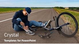  Presentation with bicycle - Theme featuring teenager-fell-off-bicycle-boy background and a dark gray colored foreground