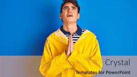  Presentation with fisherman - Colorful presentation enhanced with teenager-fisherman-boy-wearing-yellow backdrop and a gold colored foreground