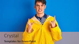  Presentation with yellow music - Presentation theme having teenager-fisherman-boy-wearing-yellow background and a gold colored foreground