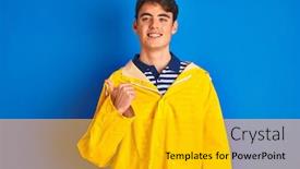  Presentation with fisherman - Slides consisting of teenager-fisherman-boy-wearing-yellow background and a gold colored foreground