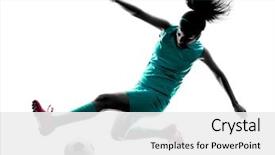  Presentation with soccer - Colorful PPT theme enhanced with teenager girl child playing soccer backdrop and a white colored foreground