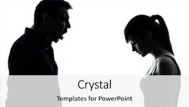  Presentation with dispute - Beautiful presentation theme featuring one man and teenager girl dispute conflict in silhouette indoors isolated on white background backdrop and a white colored foreground