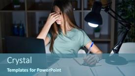  Presentation with homework - Presentation theme having teenager-girl-doing-homework background and a ocean colored foreground