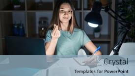  Presentation with homework - Presentation having teenager-girl-doing-homework background and a light blue colored foreground