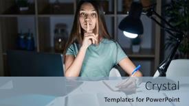  Presentation with homework - Presentation theme consisting of teenager-girl-doing-homework background and a light blue colored foreground