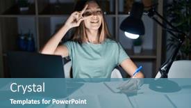  Presentation with homework - Slide set consisting of teenager-girl-doing-homework background and a  colored foreground