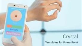  Presentation with mobile application - PPT layouts consisting of teenager-girl-examines-a-mole and a  colored foreground