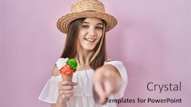  Presentation with ice cream - Slide deck enhanced with teenager-girl-holding-ice-cream background and a soft green colored foreground