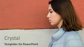  Presentation with wall - Colorful PPT layouts enhanced with teenager-girl-in-a-jacket backdrop and a light gray colored foreground