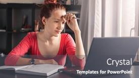  Presentation with student writing teacher - Slide deck consisting of teenager-girl-in-an-online background and a dark gray colored foreground