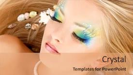  Presentation with mermaid - PPT theme featuring teenager girl mermaid beautiful make background and a coral colored foreground