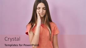  Presentation with girl pink baby shower - Theme consisting of teenager-girl-standing-over-pink background and a coral colored foreground