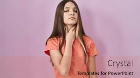  Presentation with sore throat - Slides having teenager-girl-standing-over-pink background and a coral colored foreground