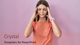  Presentation with migraine - Presentation enhanced with teenager-girl-standing-over-pink background and a coral colored foreground